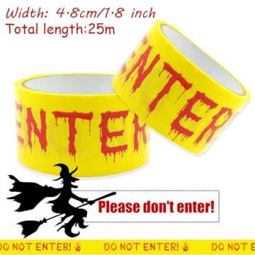 Halloween Decorations Caution Tape,Do Not Enter Yellow Scary Caution Tape Roll 4.8CM*25M Hazard Warn...