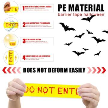 Halloween Decorations Caution Tape,Do Not Enter Yellow Scary Caution Tape Roll 4.8CM*25M Hazard Warning Tape Indoor Barricade Safety Outdoor Spooky DIY Decorative Accessory For Party,Door,Danger Areas