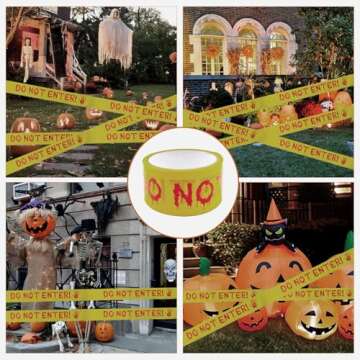 Halloween Decorations Caution Tape,Do Not Enter Yellow Scary Caution Tape Roll 4.8CM*25M Hazard Warning Tape Indoor Barricade Safety Outdoor Spooky DIY Decorative Accessory For Party,Door,Danger Areas