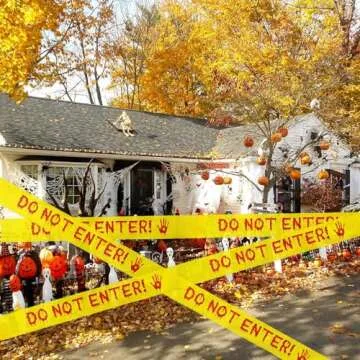 Halloween Decorations Caution Tape,Do Not Enter Yellow Scary Caution Tape Roll 4.8CM*25M Hazard Warning Tape Indoor Barricade Safety Outdoor Spooky DIY Decorative Accessory For Party,Door,Danger Areas