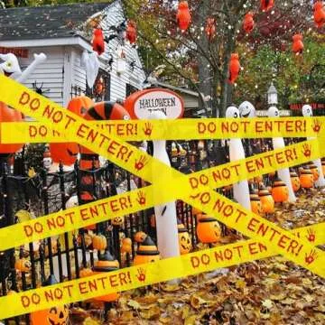 Halloween Decorations Caution Tape,Do Not Enter Yellow Scary Caution Tape Roll 4.8CM*25M Hazard Warning Tape Indoor Barricade Safety Outdoor Spooky DIY Decorative Accessory For Party,Door,Danger Areas