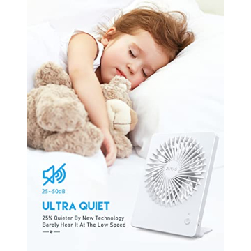 Zuvas Portable Desk Fan Rechargeable Ultra Quiet 3 Speeds