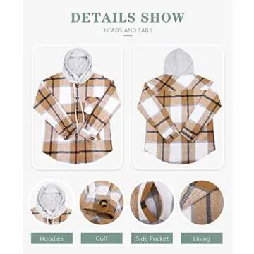 Beaully Women's Flannel Plaid Comfortable Oversized Hoodie