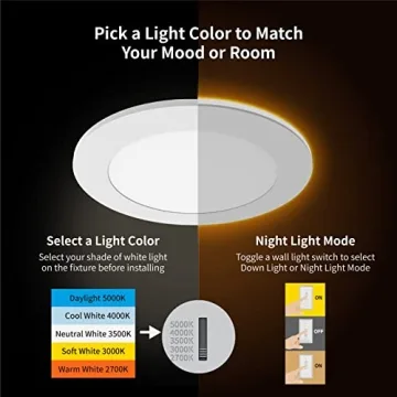 Meconard 5CCT LED Recessed Lights with Night Light Feature