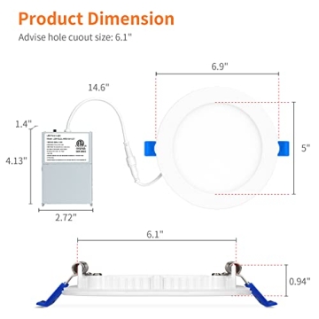 Meconard 5CCT LED Recessed Lights with Night Light Feature