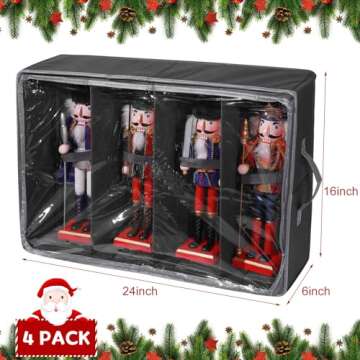 Preboun 4 Pack Clear Top Christmas Nutcracker Storage Box Christmas Figurine Storage Box Containers ...