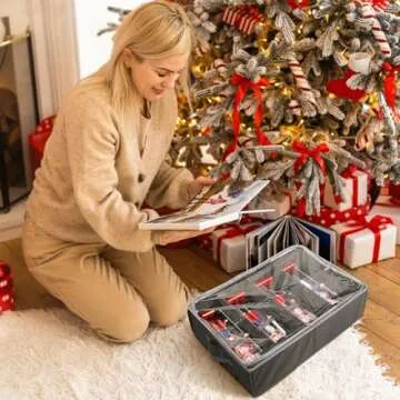 Preboun 4 Pack Clear Top Christmas Nutcracker Storage Box Christmas Figurine Storage Box Containers Ornament Storage Box Christmas Storage Container Each Holds 4 Figurines up to 16 Inches(Black)