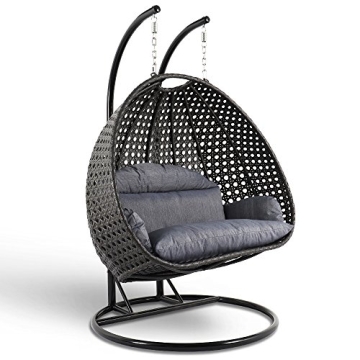 LeisureMod Wicker Double Egg Swing Chair - Cozy Outdoor Seating