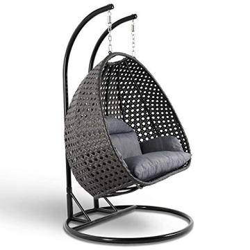 LeisureMod Wicker Double Egg Swing Chair - Cozy Outdoor Seating
