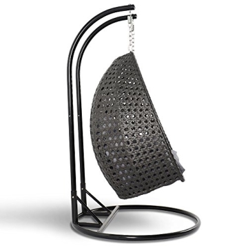 LeisureMod Wicker Double Egg Swing Chair - Cozy Outdoor Seating