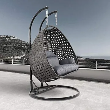 LeisureMod Wicker Double Egg Swing Chair - Cozy Outdoor Seating