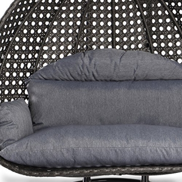 LeisureMod Wicker Double Egg Swing Chair - Cozy Outdoor Seating