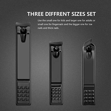 Durable 3PCS Black Nail Clippers Set for All Nail Types