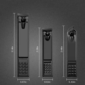 Durable 3PCS Black Nail Clippers Set for All Nail Types