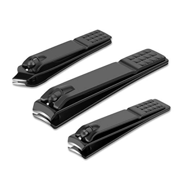 Durable 3PCS Black Nail Clippers Set for All Nail Types
