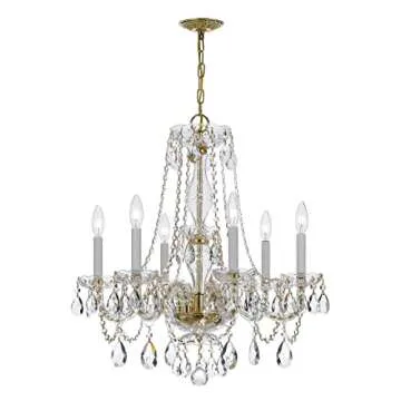 Crystorama 5086-PB-CL-MWP Traditional Crystal Chandelier, 6-Light 360 Total Watts, Polished Brass