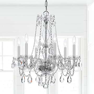 Crystorama 5086-PB-CL-MWP Traditional Crystal Chandelier, 6-Light 360 Total Watts, Polished Brass