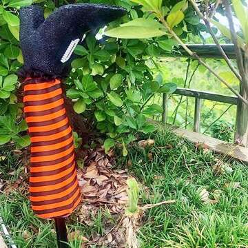 BinaryABC Halloween Witch Leg Yard Stakes,Hallloween Upside Down Witch Legs,Wicked Witch Legs,Hallween Outdoor Lawn Decorations,Halloween Haunted House Decor (Orange)