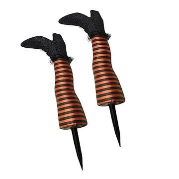 BinaryABC Halloween Witch Leg Yard Stakes,Hallloween Upside Down Witch Legs,Wicked Witch Legs,Hallween Outdoor Lawn Decorations,Halloween Haunted House Decor (Orange)