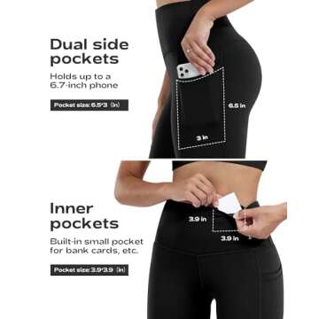 CHRLEISURE Leggings with Pockets for Women, High Waisted Tummy Control Workout Yoga Pants(5 Packs Bl...