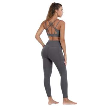 CHRLEISURE Leggings with Pockets for Women, High Waisted Tummy Control Workout Yoga Pants(5 Packs Black,Gray,Pink,Blue,Green, M)