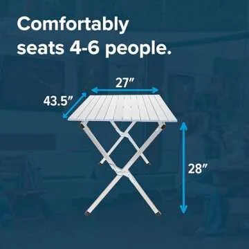 Camco Aluminum Roll-Up Campsite Table with Carrying Bag - Ideal for Tailgating, Camping, The Beach, ...