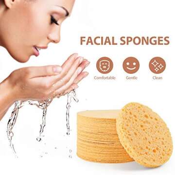 Facial Sponges, MAXSOFT Compressed 100% Natural Cellulose Facial Cleansing Sponges-50 Count