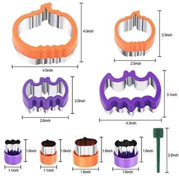 Halloween Cookie Cutters Set, 8pcs Bat and Pumpkin Shape Biscuit Cookie Cutters in 4 Sizes, Stainles...