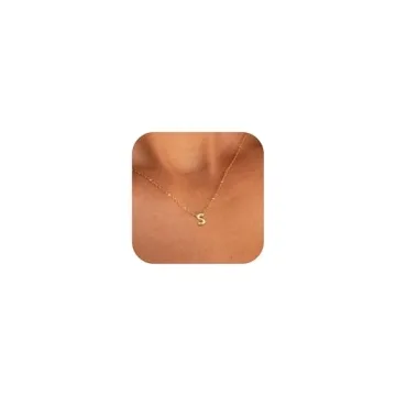 CUEZIY Bubble Letter Necklace Gold Initial Necklaces for Women Name Necklace Personalized Bubble Pen...