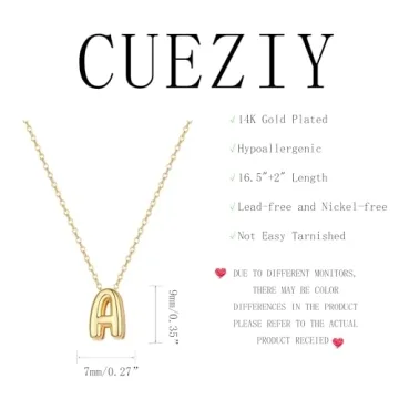 CUEZIY Bubble Letter Necklace Gold Initial Necklaces for Women Name Necklace Personalized Bubble Pendant Necklace Dainty Necklaces Trendy Jewelry Gift