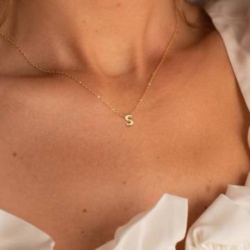 CUEZIY Bubble Letter Necklace Gold Initial Necklaces for Women Name Necklace Personalized Bubble Pendant Necklace Dainty Necklaces Trendy Jewelry Gift