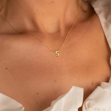 CUEZIY Bubble Letter Necklace Gold Initial Necklaces for Women Name Necklace Personalized Bubble Pendant Necklace Dainty Necklaces Trendy Jewelry Gift