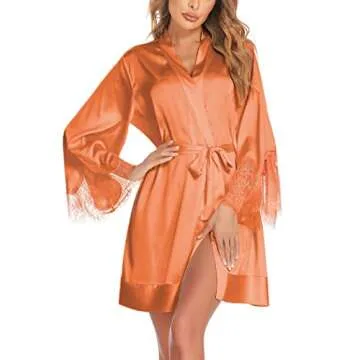 Ekouaer Silk Robe Luxury Satin Kimono for Women
