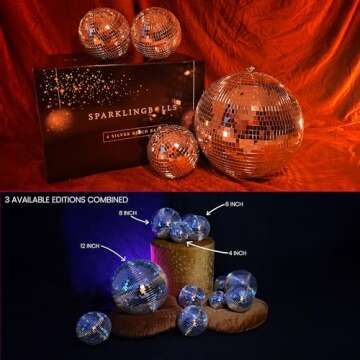 Pack of 4 Large Disco Balls - Party & Home Decor