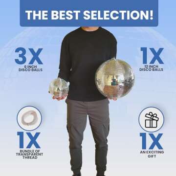 Pack of 4 Large Disco Balls - Party & Home Decor