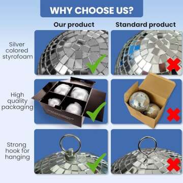 Pack of 4 Large Disco Balls - Party & Home Decor