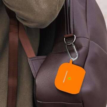 Woyinger for Airpods 4th Case Cover, Come with Cleaner Kit,Soft Skin Silicone Case Cover with Keychain, Front LED Visibl, Full Protective Case，Compatible with AirPods 4th(Orange)