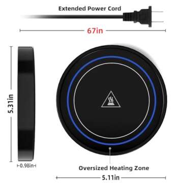 Dimux Coffee Mug Warmer, Electric Beverage Warmers for Office Home Desk Use, Smart Cup Warmer Thermostat Coaster for Hot Coffee Tea Espresso Milk Candle Wax with Gravity Switch Auto On/Off 135F