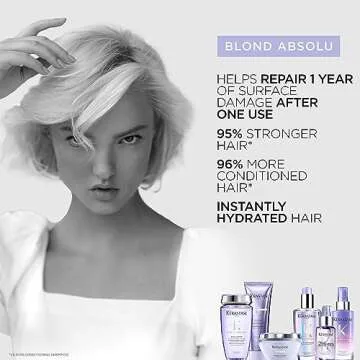 KÉRASTASE Blond Absolute Hyaluronic Acid Hair Serum, Repairs Damaged Hair & Soothes Scalp, Instantly Hydrates & Adds Shine, 2% Hyaluronic Acid for Bleached & Highlighted Blonde Hair, 1.7 fl oz