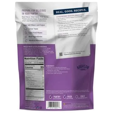 Augason Farms Freeze Dried Sliced Strawberries - Natural & Convenient Snack Option, 4 Servings
