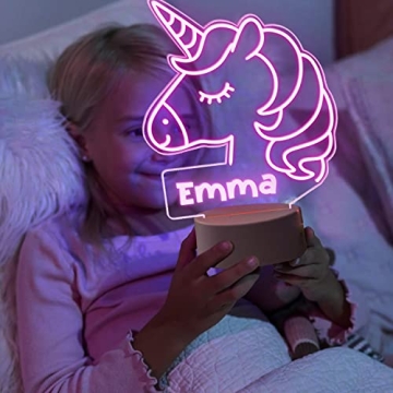 JugJug Personalized Cute Unicorn Night Light for Kids - Unique Christmas Gift for Girls
