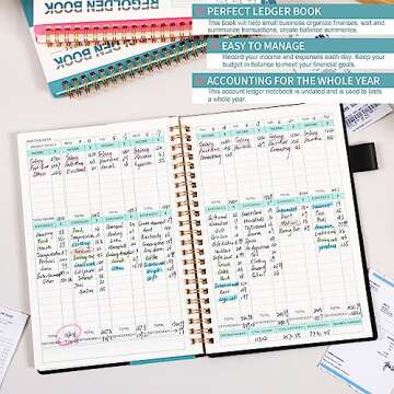 Income & Expense Tracker, Accounting Bookkeeping Ledger Book for Small Business –Accounting Ledger Record Notebook with Pocket, Man & Women, 53Weeks(8.5"x5.5")，Pink