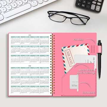 Income & Expense Tracker, Accounting Bookkeeping Ledger Book for Small Business –Accounting Ledger Record Notebook with Pocket, Man & Women, 53Weeks(8.5"x5.5")，Pink