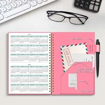 Income & Expense Tracker, Accounting Bookkeeping Ledger Book for Small Business –Accounting Ledger Record Notebook with Pocket, Man & Women, 53Weeks(8.5"x5.5")，Pink
