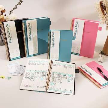 Income & Expense Tracker, Accounting Bookkeeping Ledger Book for Small Business –Accounting Ledger Record Notebook with Pocket, Man & Women, 53Weeks(8.5"x5.5")，Pink