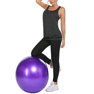 Beyove Active Women's Plus Size Tank Tops Sleeveless Pleated Tanks Relaxed Fashion Workout Yoga Tops Dark Grey