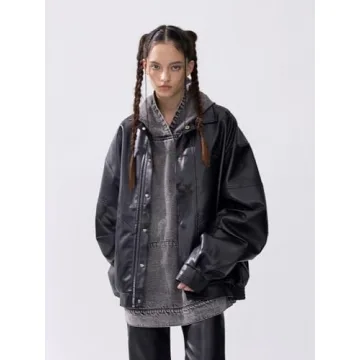 Stylish Oversized Y2K Faux Leather Jacket for Women