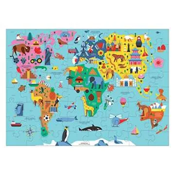 Mudpuppy Map of The World – 78 Piece Geography Puzzle with Special Shaped Pieces and Iconic Landsc...