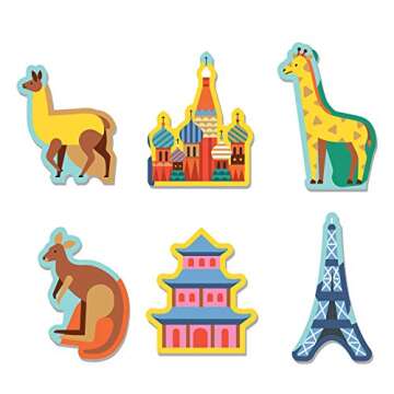 Mudpuppy Map of The World – 78 Piece Geography Puzzle with Special Shaped Pieces and Iconic Landscapes Cultural Items and More