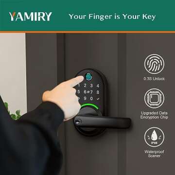 Smart Door Handle Lock with Keypad: Yamiry Fingerprint Smart Lock - Keyless Entry Door Lock for Front Door - Digital Door Lock - Deadbolt Lock with APP - Genarate Passcode Remotely - DIY Installation